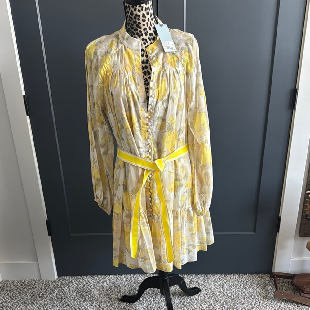 Floral Yellow Dress with Belt